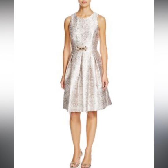 Eliza J Dresses & Skirts - Eliza J Metallic Embellished Jacquard Occasion Event Blush Pink Dress Size8